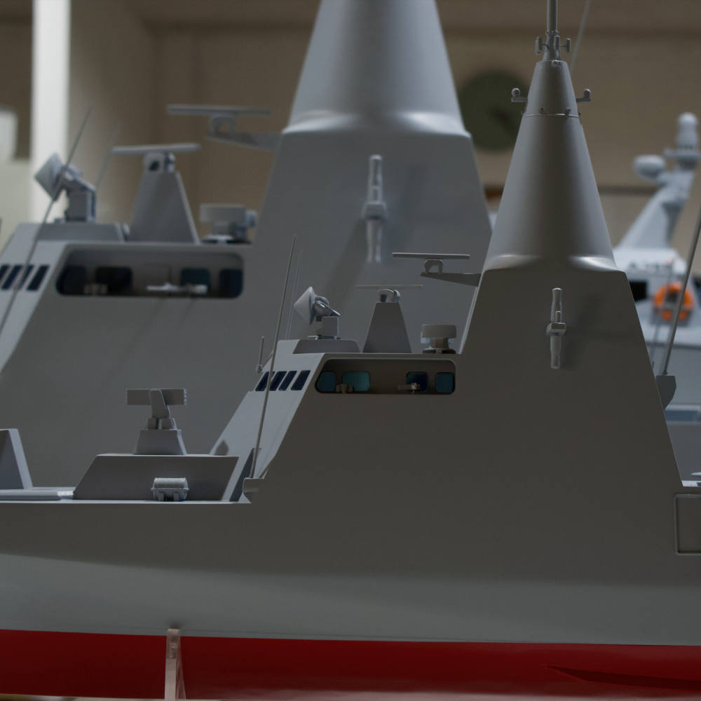 Close up of 3D printed boat model